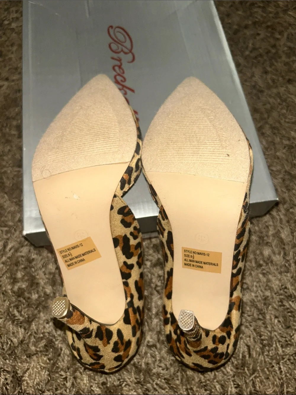 Breckelles Leopard Print Pointed Toe Pumps in Tan and Black